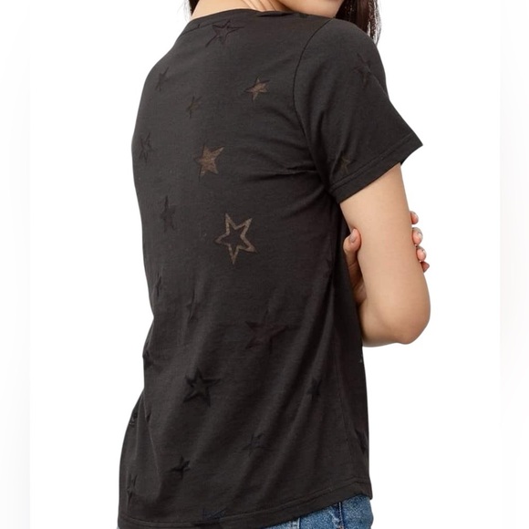 RAILS CARA BLACK STAR BURNOUT SHORT SLEEVE V-NECK T-SHIRT WOMENS SZ MEDIUM - Picture 3 of 11